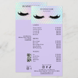 Holographic Wimpernsalon-Preisliste Menükarte