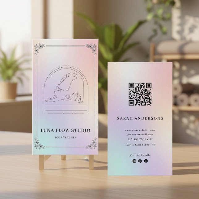 Holographic Yoga Instructor Card with QR Code Visitenkarte (Von Creator hochgeladen)