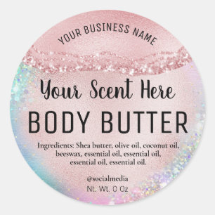 Holographie Pastel Rose or Beurre Étiquette