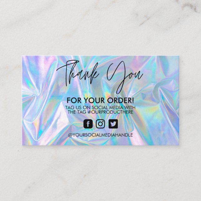 Holographie Vielen Dank Trendy Salon Business Card Visitenkarte (Vorderseite)