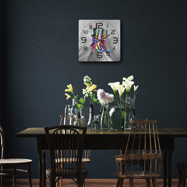 Holographique Bottes de Cowboy Acrylique Horloge m (Créateur téléchargé)