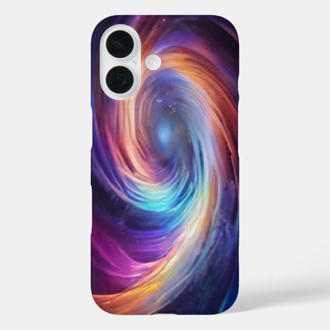 Holographische Galaxie Swirl iPhone 16 Hülle (Rückseite)