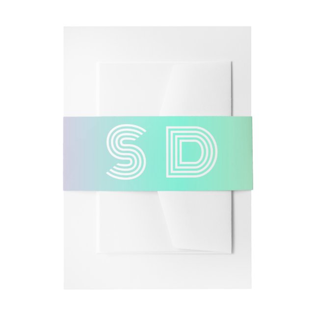 Holographische Gradient Monogram Chic Wedding Einladungsbanderole (Vorderseite Beispiel)