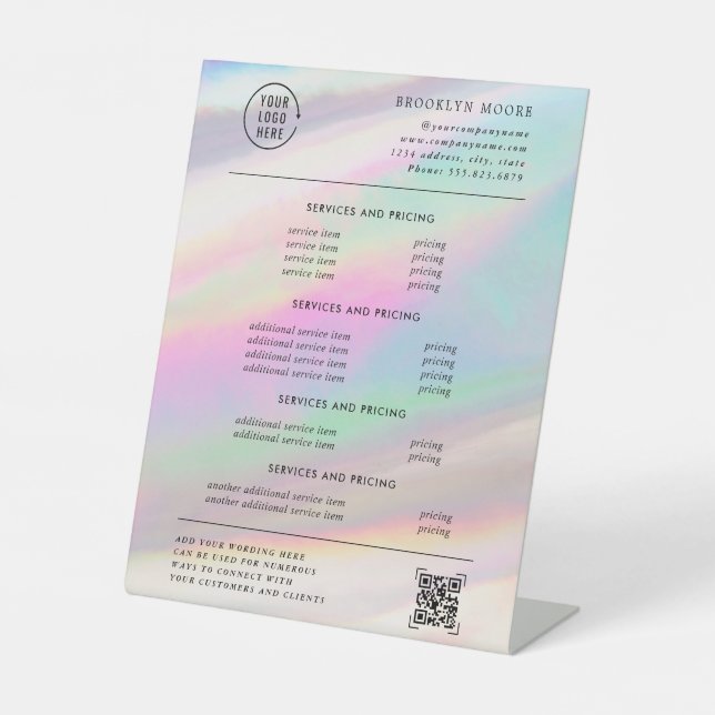 Holographische Iridescent Opal | Preise Sockelschild (Vorderseite)