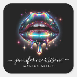 Holographische Lippen Makeup Artist, Schönheit Quadratischer Aufkleber