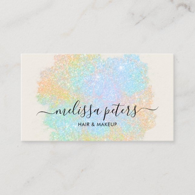 Holographische Schrift Moderner Glitzer Sparkle Visitenkarte (Vorderseite)