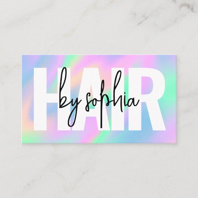 Holographische Script-Hair-Stylist-Visitenkarte Visitenkarte (Vorderseite)