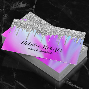 Holographische Silver Tropfens Schönheitssalon Pin Visitenkarte