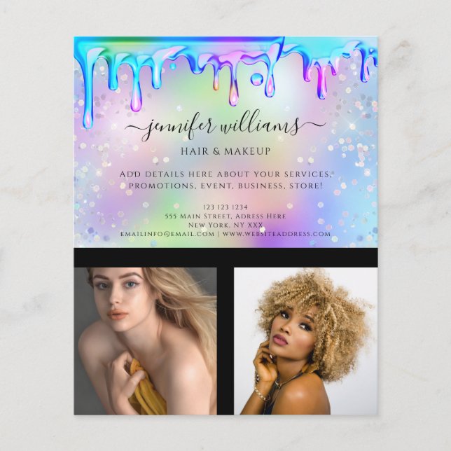 Holographische Tropfen für das Logo "Custom Foto" Flyer (Vorne)