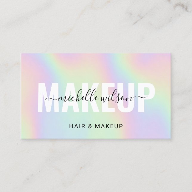 Holographische Typografie Markup Artist Hair Salon Visitenkarte (Vorderseite)
