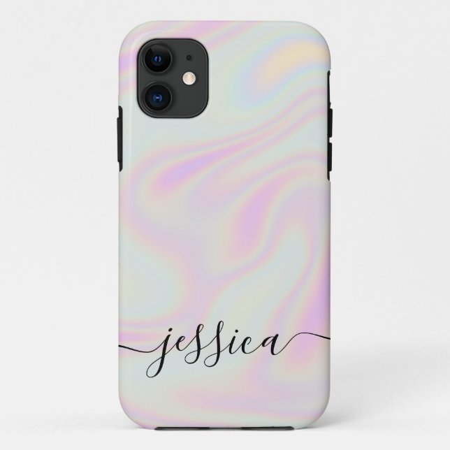 Holographischer Elegant-Script-Name Case-Mate iPhone Hülle (Rückseite)
