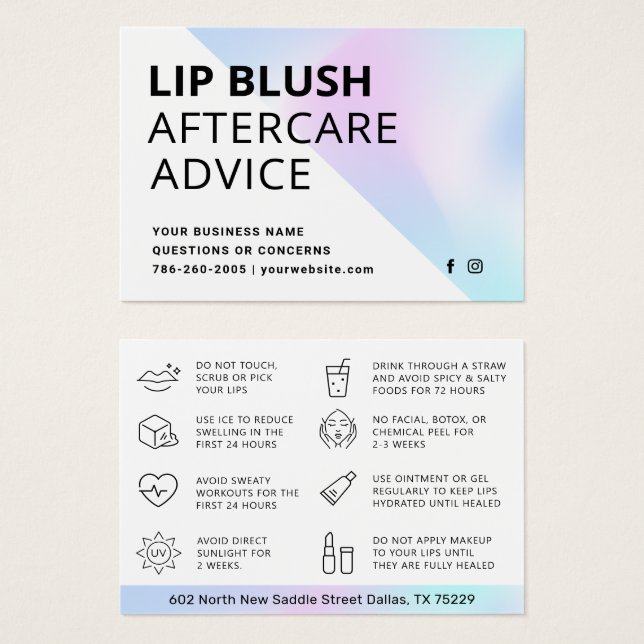 Holographischer Lippenblush Tattoo nach Care Card (Vorne & Hinten)