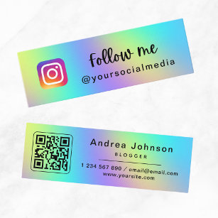 Holographischer Regenbogen-Instagramm folgen QR-Co Mini Visitenkarte