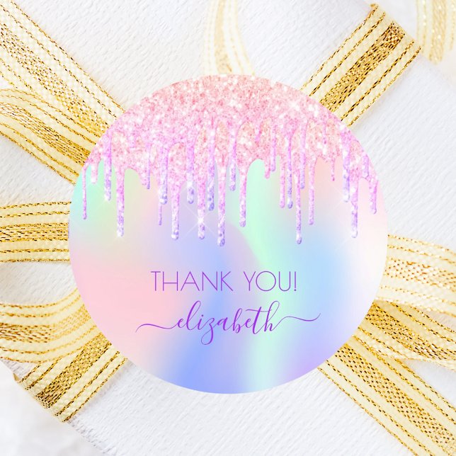 Holograpic unicorn Glitzer danke Ihnen Brautparty Runder Aufkleber (Von Creator hochgeladen)