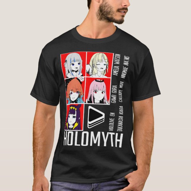 Hololive EN Holomyth Red Panel Klassischer T - Shi T-Shirt (Vorderseite)
