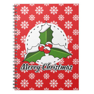 Holon Red White Snowflakes Pattern - Merry Xmas Notizblock
