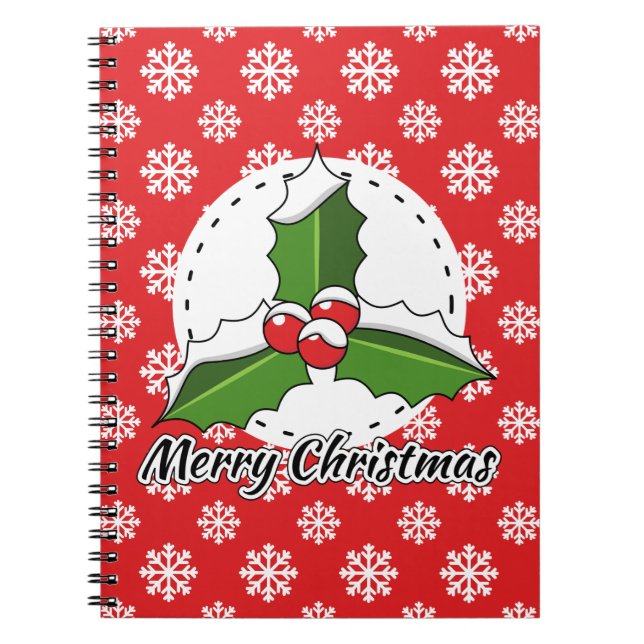 Holon Red White Snowflakes Pattern - Merry Xmas Notizblock (Vorderseite)