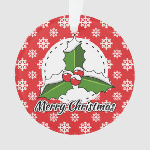 Holon Red White Snowflakes Pattern - Merry Xmas Ornament