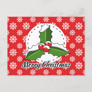 Holon Red White Snowflakes Pattern - Merry Xmas Postkarte