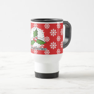 Holon Red White Snowflakes Pattern - Merry Xmas Reisebecher