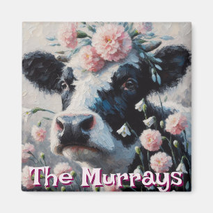 Holstein Cow Blume Bauernhof Personalisiert Magnet