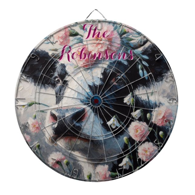 Holstein Cow Carnation Farm Personalisiert Dartscheibe (vorne)