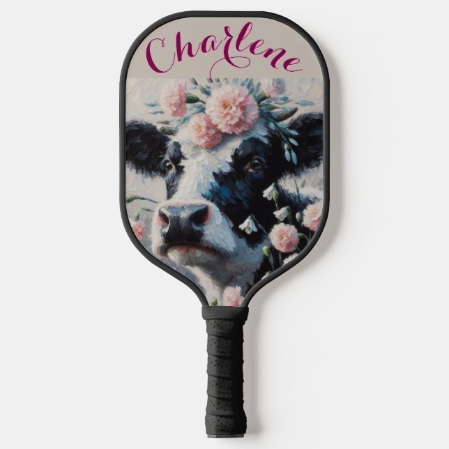 Holstein Cow Carnation Farm Personalisiert Pickleball Schläger (Vorderseite)