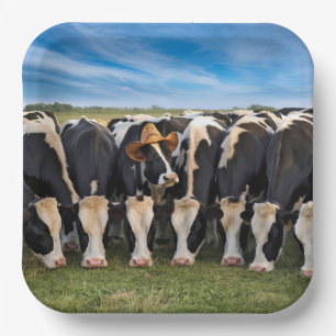 Holstein Cow mit Cowboy-Hut Pappteller