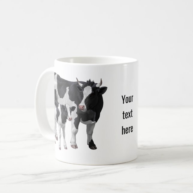 Holstein Cow & Niedlich Calf Kaffeetasse (Vorderseite Links)