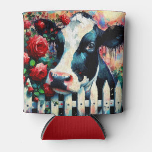 Holstein Cow Picket Fence Rote Rosen Black Red Dosenkühler