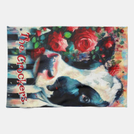 Holstein Cow Picket Fence Rote Rosen Personalisier Geschirrtuch