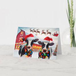 Holstein Cows Christmas Card Feiertagskarte