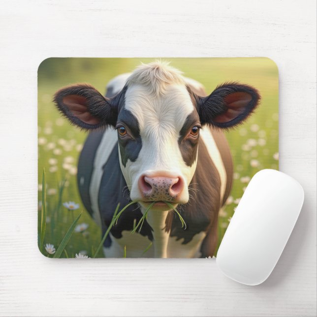 Holstein in grüner Weide mit Milchprodukten Mousepad (Mit Mouse)