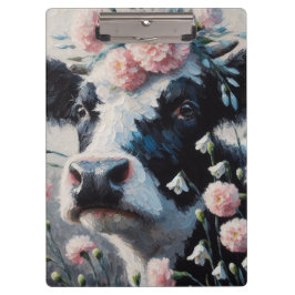 Holstein Kuh in Blume Bauernhof Malerei Klemmbrett
