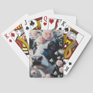 Holstein Kuh in Blume Bauernhof Malerei Spielkarten