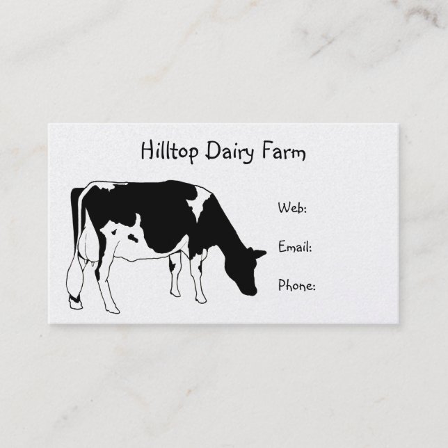 Holstein-Kuh-Linie Zeichnen: Molkerei, Milch, Visitenkarte (Vorderseite)