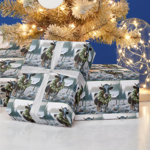 Holstein Kuh mit glühendem Weihnachtsschaden Geschenkpapier