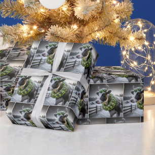 Holstein Kuh mit glühendem Weihnachtsschaden Geschenkpapier