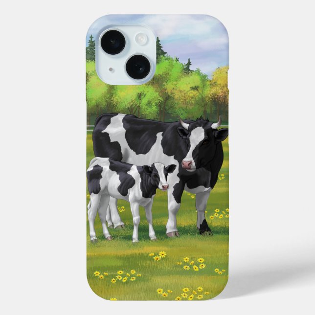 Holstein Kuh & Niedliches Kalb im Sommer Weide Case-Mate iPhone Hülle (Rückseite)