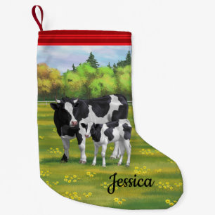 Holstein Kuh & Niedliches Kalb im Sommer Weide Kleiner Weihnachtsstrumpf