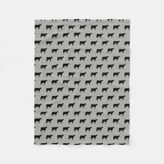 Holstein-Kuh-Silhouette-Muster grau und schwarz Fleecedecke (Vorderseite)