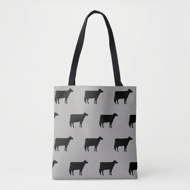 Holstein-Kuh-Silhouette-Muster grau und schwarz Tasche (Vorderseite)