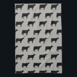 Holstein-Kuh-Silhouette-Muster-Schwarzes und Grau Geschirrtuch<br><div class="desc">Dieses Holstein schüchtert Musterhandtuch macht ein niedliches Housewarminggeschenk,  ein Feiertags-kleines Geschenk oder ein Jungvermähltengeschenk ein. Vervollkommnen Sie für Landbauernhausküchen. Besuchen Sie Jenns Gekritzel-Welt für viele mehr Produkte,  die diese Kuh-Silhouette und mehr tierische themed Wohngestaltung des Barnyard kennzeichnen.</div>