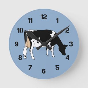 Holstein-Kuh: Vorlagen-Zeichnen: Bauernhof, Runde Wanduhr