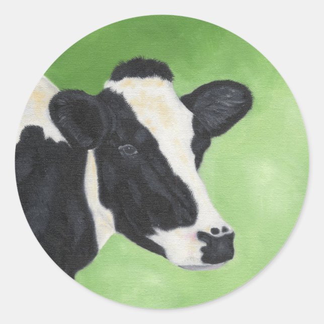 Holstein Kuhaufkleber Runder Aufkleber (Vorderseite)