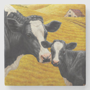 Holstein Kühe und alter Holzstall Steinuntersetzer