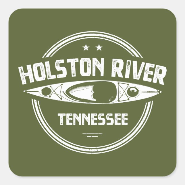 Holston River Tennessee Kayaking Quadratischer Aufkleber (Vorderseite)