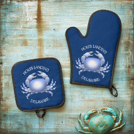 Holts Landing Blue Crab Ofenhandschuh & Topflappen-Set