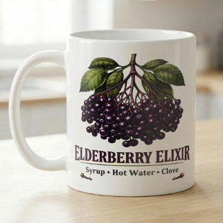 Holunder-Sirup-Rezept Vintage-Botanik-Art Kaffeetasse