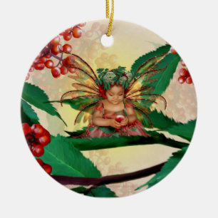 Holunderbeerfee Keramik Ornament